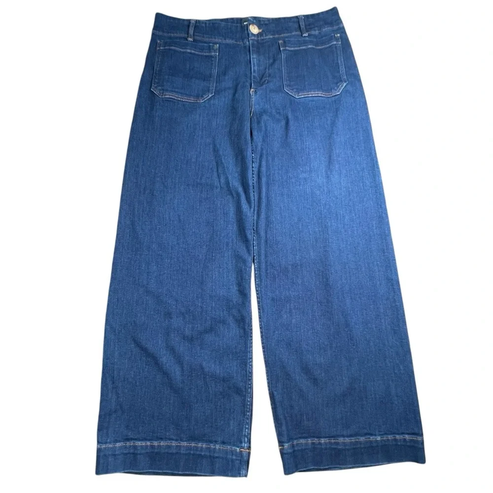 Maeve By Anthropologie Womens 20W Colette Wide Leg High Rise Denim Jeans Boho - Picture 2 of 10